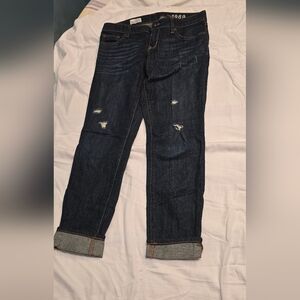 GAP Distressed Dark Indigo Ankle Jeans